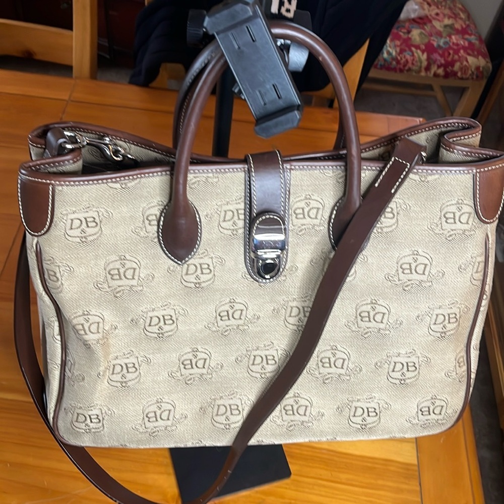 Dooney & Bourke Brown Double Handle Tote PLUS Shoulder Strap & Coin Purse